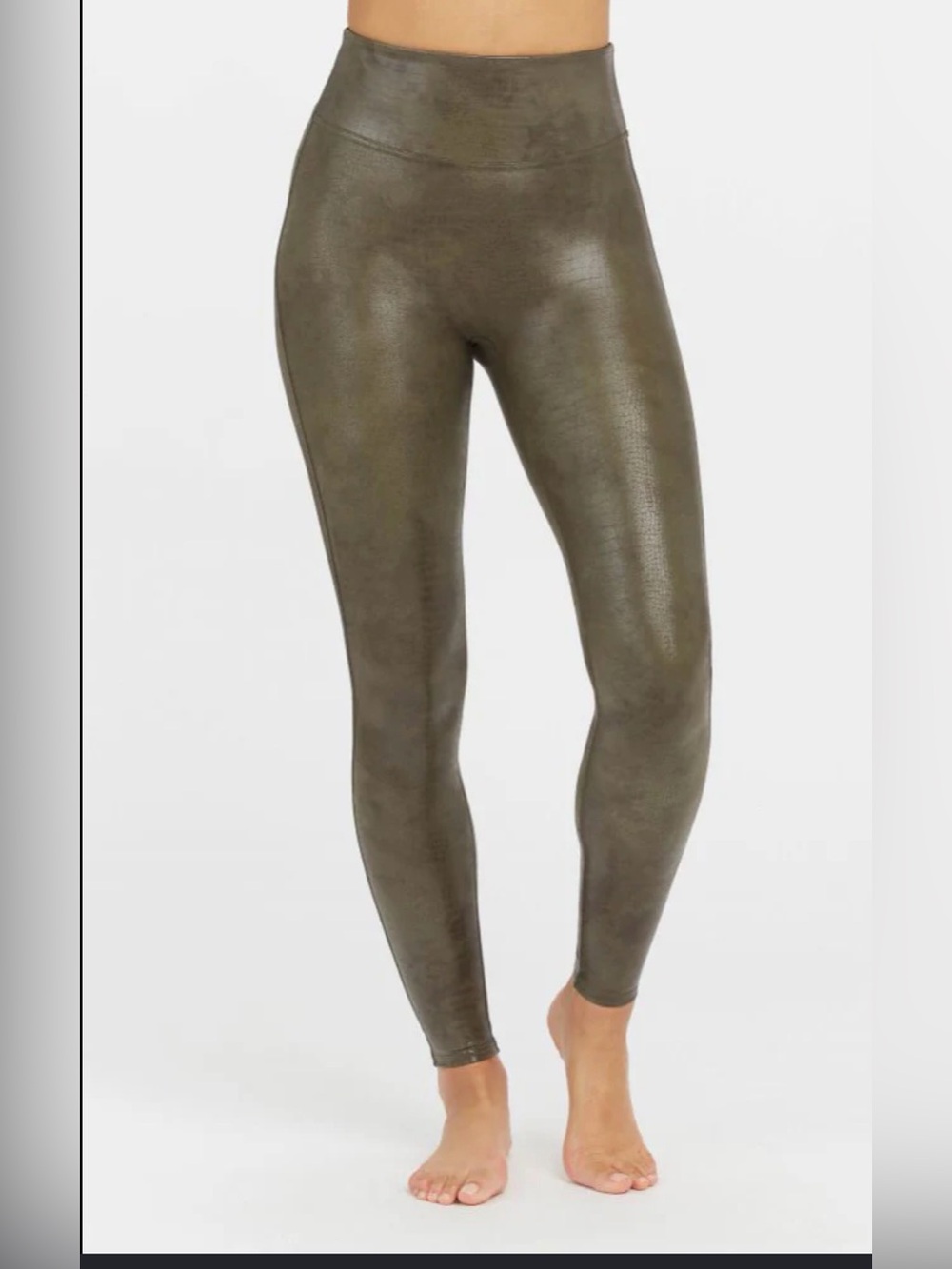 High-Waist Olive Green Faux Leather Leggings